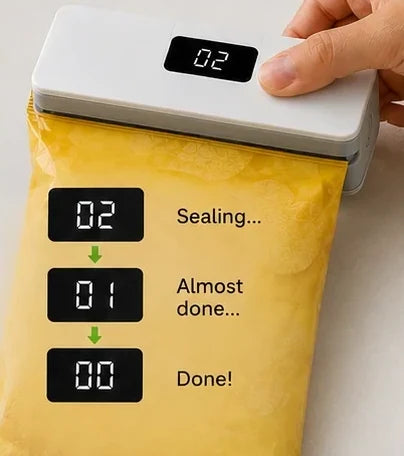 Original reference photo showing SnapLock pressing down on a snack bag while sealing