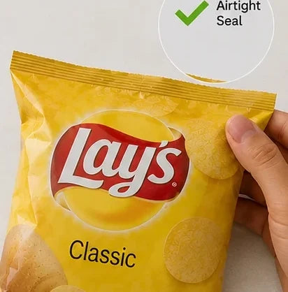 Original reference photo of the freshly closed snack bag
